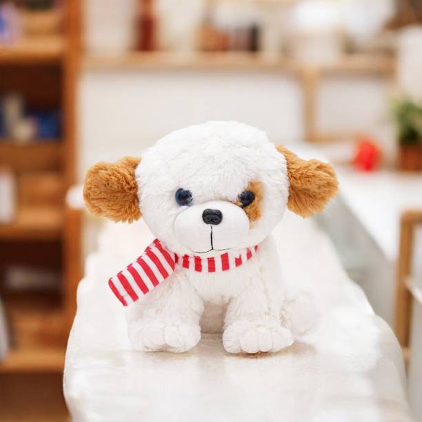 VoiDrop Plush Soft Toys for Baby Boys and Girls Kids Brown and White dog  - 25 cm
