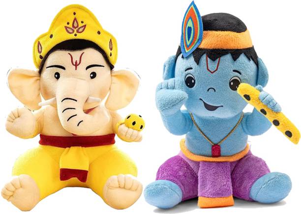 HELLOBEAR Cute Ganesh / Krishna Ji Soft Toy Baby Toys For Gift - 28 cm
