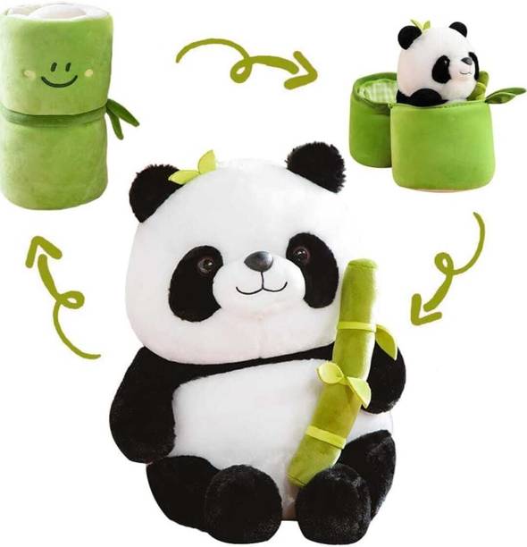 Tobby Toys Bamboo Panda Soft Toy Plush Teddy Cute Panda Stuffed Animal with Bamboo  - 30 cm