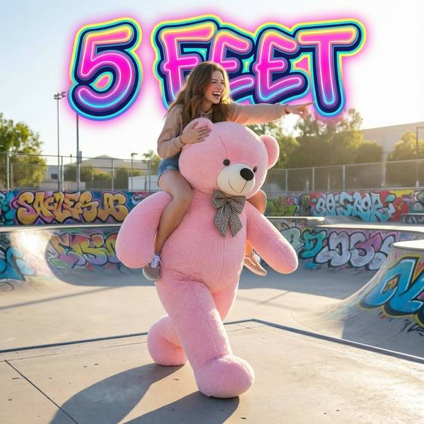 Satyam soft toys 5 Feet Pink Teddy Bear Soft Plush Washable Zipper Back Kids Toy  - 152 cm