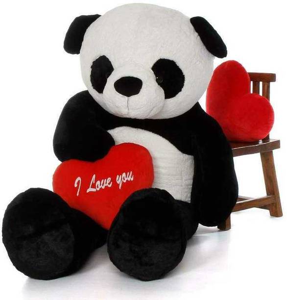 OZEE 3 Feet Panda with HEART PILLOW Soft Toy | Birthday Gift for Girls/Wife  - 90 cm
