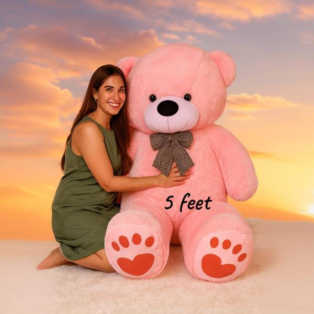 Krishna Creation Giant Fluffy 5 Feet Pink Teddy Bear for Home Décor and Photos  - 60 inch