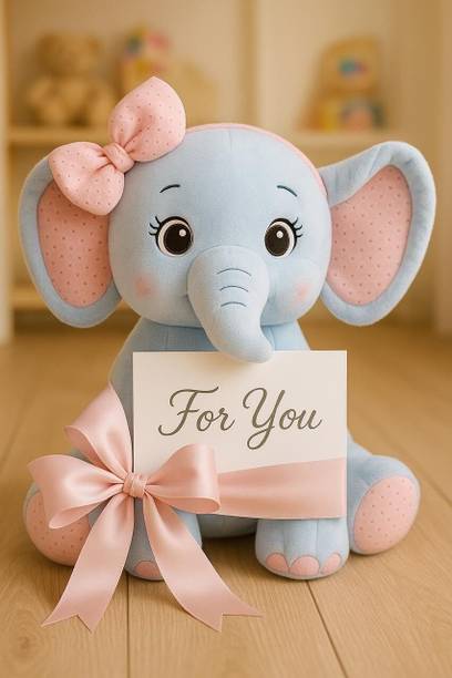Dunky Soft Toy Elephant with Bow Stuffed Animal Teddy  - 24 cm