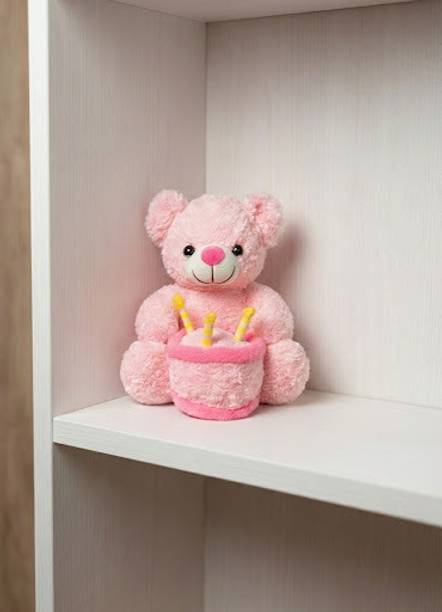 TOYS24 Birthday Bear Plush Toy, Pink, 35cm, Giftable Item, Adorable  - 35 cm