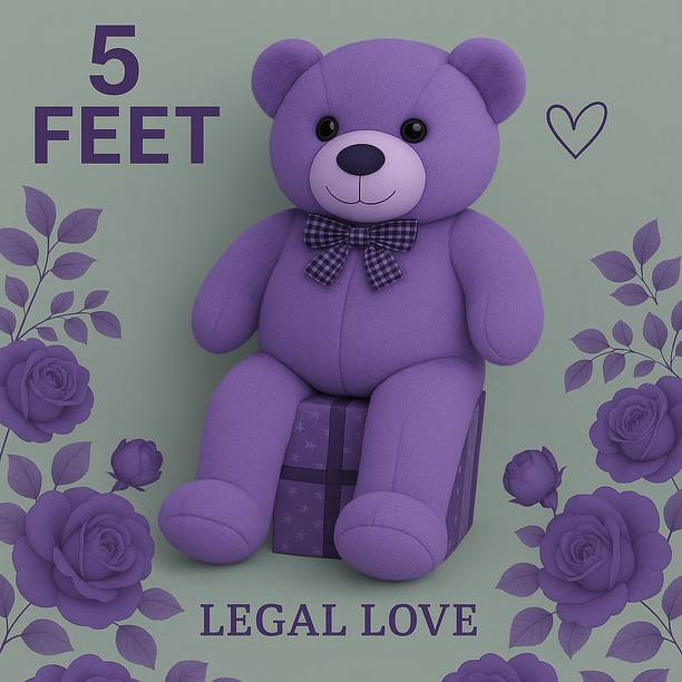pandaabee TeddyHeart 052 | 5ft Purple Soft Toy | Gift for Her  - 92 cm
