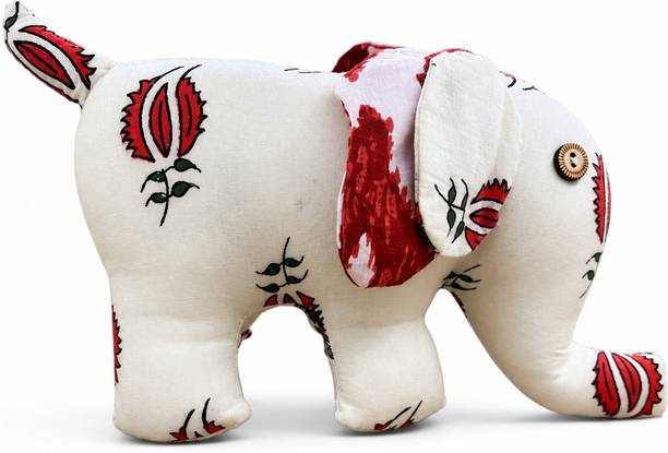 ViKrish Handmade Recyclable Fabric Elephant Toy | Eco-Friendly Soft Plush for Kids  - 21 cm