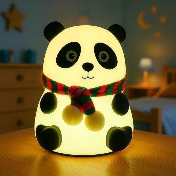 FINARO new Cute Panda toy 7 Color Changing Animal Night Light For Kids Bedroom  - 13 cm