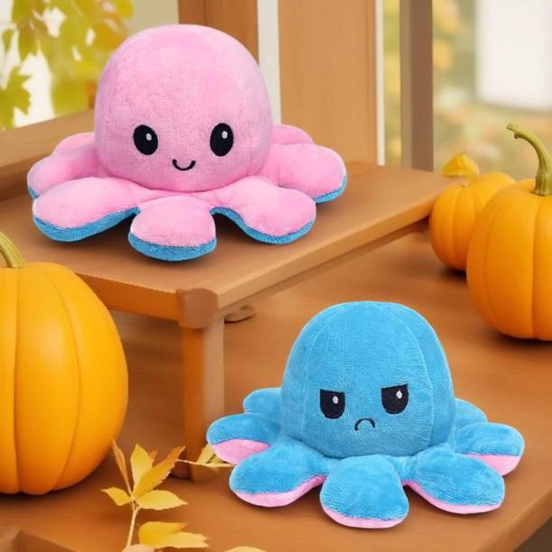 Monter Reversible Octopus Plush Toy & Ultra-Soft Stuffed Animal for Toddlers  - 8 inch