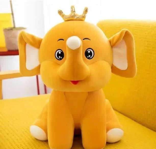 cuddlenest Royal Elephant Plush Toy with Crown, Soft Stuffed Animal, Nursery Décor Gift  - 25 cm