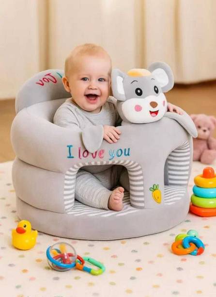 JASIL Soft Plush Cushion Baby Sofa Or Rocking Chair for KidsROUND-GREY-BILLI-XQ-01  - 35 cm