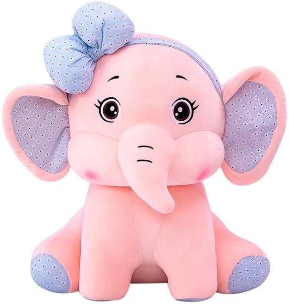 Y U COLLECTION Cute Bow Elephant Soft Toy Plush Stuffed Animal for Kids |  - 30 cm