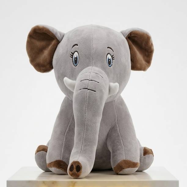 VRION Big Size Cotton Filled Stuffed Animal Elephant Soft Toy for Kids  - 35 cm
