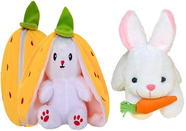 BestLook Reversible Yellow Bunny Plush Toys, Rabbit Soft Toys with White Rabbit Soft Toy  - 30 cm