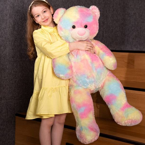 Osjs 3 Feet Rainbow Teddy Bear for Girls, Soft Toys for Girls Lovable & Huggable Toy  - 90 cm