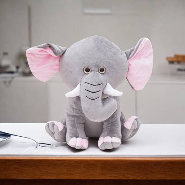 VoiDrop Plush Soft Toys for Baby Boys and Girls Kids Grey and Pink - Height 35 CM  - 35 cm