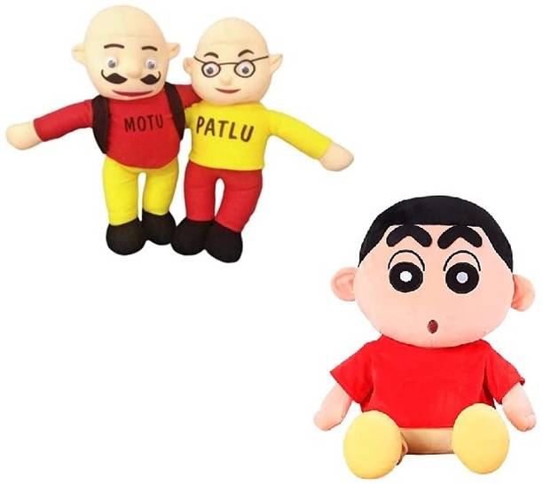sai ji Cute Toy Combo Shinchan and Motu Patlu Stuffed Toy for Kids  - 25 cm