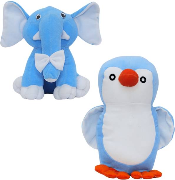 Bamani Combo of 2 Penguin And Elephant Soft Toy | Stuffed Animal Toy for Kids  - 17 cm