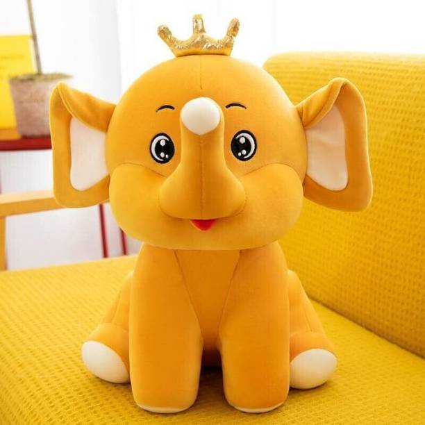 SMILEHUB Premium Quality Stuffed Crown Elephant Plush Toy_AA  - 13 inch