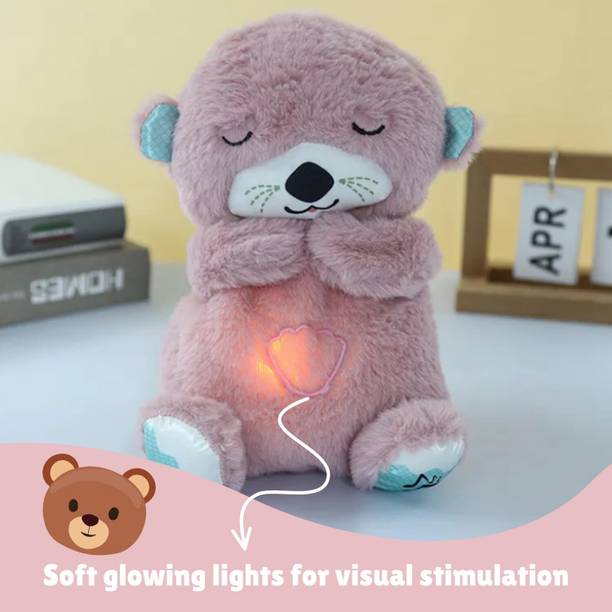 QUICKMOVE pink Breathing Teddy Glowing Music for Baby sleeps mumma feels  - 25 cm