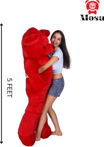 MOSU TOYS 5 Feet Long (Standing) Cute & Very Soft High Best Quality Teddy Bear- RED  - 152 cm