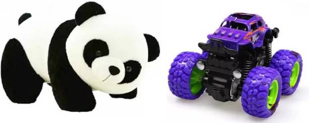Nihan Enterprises Best Quality Stuffed Soft Purple Monister and Panda for Kids  - 25 cm