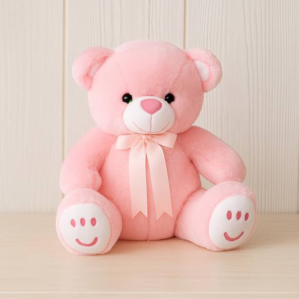 Zexsazone Soft push imported fabric smiley teddy bear size 32 CM height in Pink color gift for birthday baby lover wife sister friends girlfriend  - 32 cm