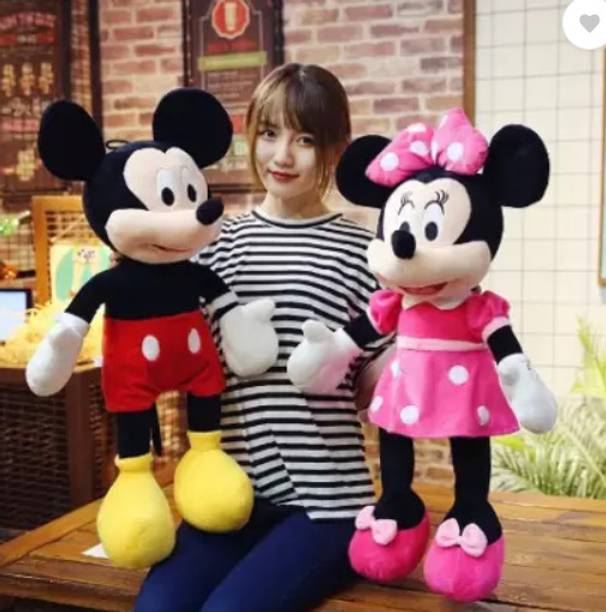 Saiak Combo of Mickey & Minnie Mouse Teddy Stuffed Toys for kids - 50cm (Red, Pink)  - 45 cm
