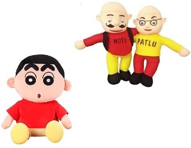 sai ji Motu Patlu Toy with Shincahn Stuffed Toy for Kids  - 25 cm