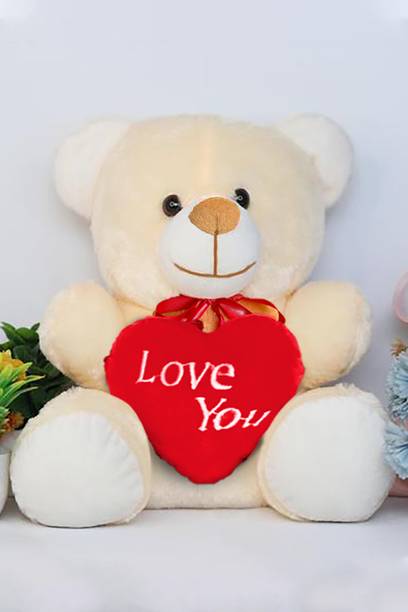 Nyaara Plush Teddy Bear with Heart Valentine Gift for Wife Husband Boy & Girlfriends  - 22 cm