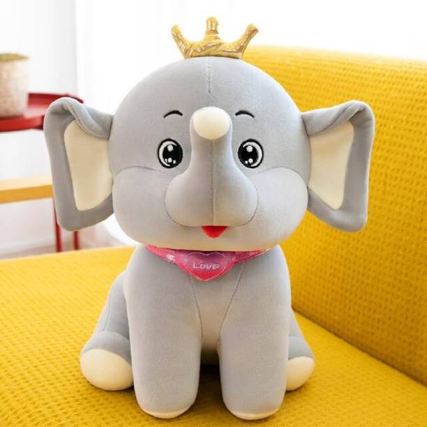 snuglystuff Crown Elephant Stuffed Plushie Soft Toy For Kids Girls, Gifts, kawaii, Animal  - 40 cm