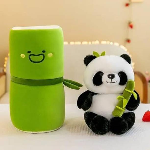 Os Retail Panda in Bamboo Stuffed Animal Toy, Cute Panda Plush - 20 cm