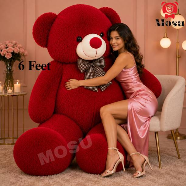MOSU 6 feet red teddy bear giant romantic teddy bear soft cuddle companion  - 180 cm