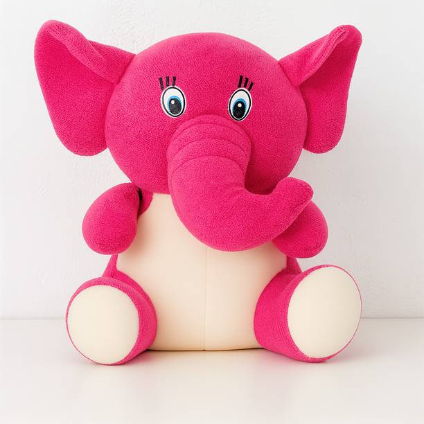 Toyingly Plush Elephant Stuffed Animal, dark pink and white Soft Baby Toy  - 20 cm