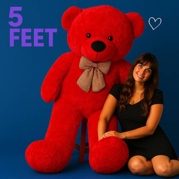 pandaabee LEGAL LOVE 5 Feet Plush Soft Red Teddy Bear Giant Stuffed Toy for Kids  - 153 cm