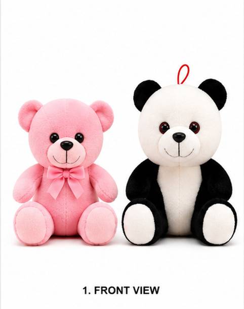 Nobrand Panda & Pink Teddy Bear Combo Soft Toy Gift Set - Pack of 2 (10+8 Inch)  - 254 mm