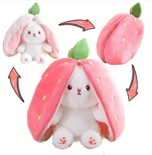 Teddify Bunny Stuffed Animal Reversible Cuddle Sleeping Pillow Valentine's Day  - 25 cm