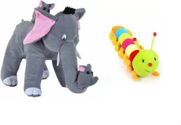 HELLOBEAR New-Mother Elephant With 2 Babies Soft Toy  - 55 cm