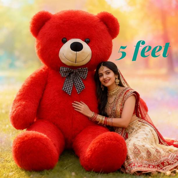 Krishna Creation New Premium Soft 5 Feet Red Teddy Bear for Love, Décor and Gifting  - 60 inch