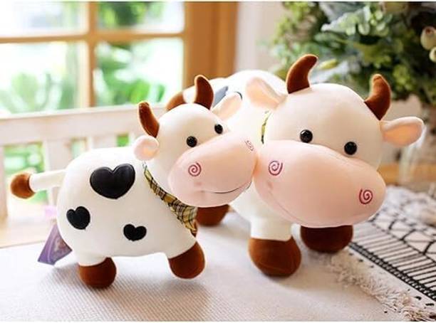 HELLOBEAR Milky Moo Cow Plush Toy Stuffed Animal Kawaii Birthday Gifts for Kids/Girls  - 28 cm