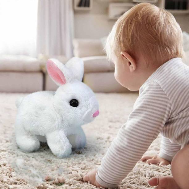 Bitline Bunny Toy with Sounds, Jumping Rabbit Wiggling Ears, Twitching Mouth and Nose - 7 cm