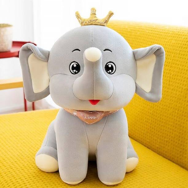ToysCharm Crown with Elephant Soft Stuffed Toys for Baby Kids Girls & Boys for Gift (Grey)  - 47 cm