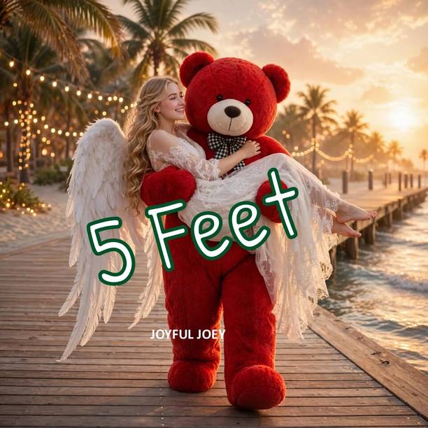 JOYFUL JOEY Soft Plush 5 Feet Red Teddy Bear Giant Hugging Toy for Birthday Surprise Gift  - 60 inch