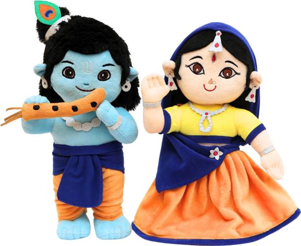 Panda's Box Lord Krishna & Radha Duo (Non-Musical) | Soft Plush Toys  - 30 cm