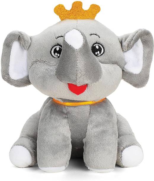 Webby Plush Cute Crown Elephant Soft Toy for Kids  - 20 cm