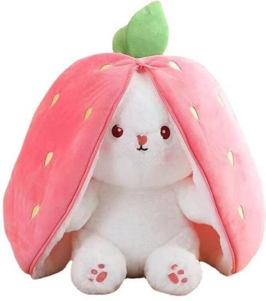 Webby Strawberry Plush Cute and Adorable Rabbit Soft Toys with Zipper for Kid & Adults  - 30 cm