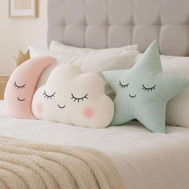 poonam creations Velvet Shaped Stuffed Cushion star Pillow Stuffed SoftToy(3Pcs Cloud Moon Stars)  - 50 cm