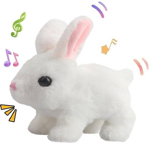 Bitline Hopping Walking Bunny Toy with Sounds Jumping Rabbit Wiggling Ears Nose Mouth  - 7 cm
