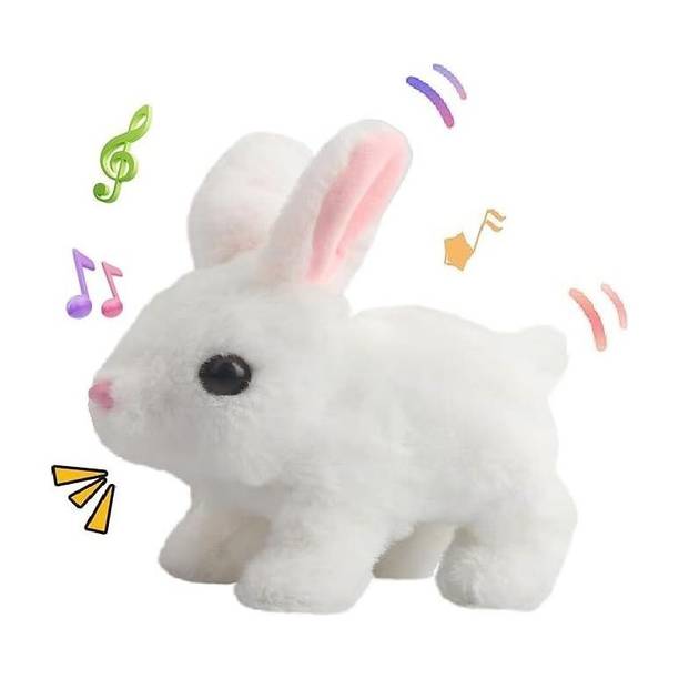 Bitline Hopping Walking Bunny Toy with Sounds Jumping Rabbit Wiggling Ears Nose Mouth  - 7 cm