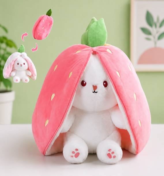 AARAVMART Strawberry Bunny Soft Plush Toy Cute Stuffed Doll for Kids & Babies  - 15 inch