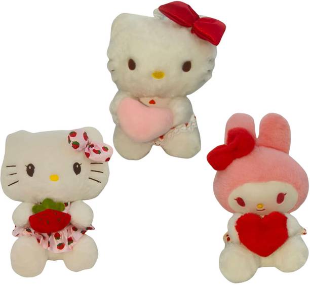 ToyShip Hello Kitty Combo of 3 Pink & Pink & Rabbit| Soft Toys | Birthday Gift | 2 yrs+  - 26 cm